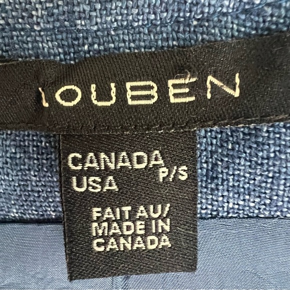 Vintage Louben Canada Linen Open Front Cardigan Blazer Blue Sz S Blue minimalist - Picture 7 of 12